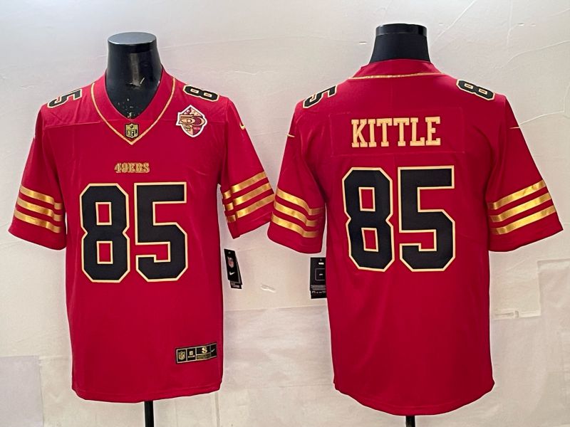Men 2025 Nike San Francisco 49ers #85 Kittle Red gold Limited NFL Jersey 045